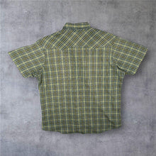 Load image into Gallery viewer, Wrangler Western Shirt 2XL Tall 2XT Green Plaid Pearl Snap Cowboy Short Sleeve
