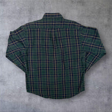 Load image into Gallery viewer, Vintage 90s Tommy Hilfiger Shirt L Tartan Green Plaid Stripe Crest Logo Button Down
