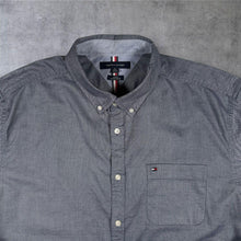 Load image into Gallery viewer, Tommy Hilfiger Mens Oxford Shirt XL Cotton Grey Slim Fit Button Down
