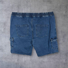 Load image into Gallery viewer, Atlas For Men Blue Stretch Cotton Denim Casual Cargo Carpenter Style Shorts

