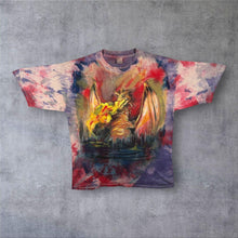 Load image into Gallery viewer, Vintage JT's Goth Fantasy Dragon Hand Painted Multi Colour Tie Dye Cotton T-Shirt
