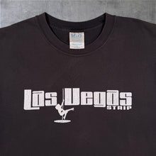 Load image into Gallery viewer, Vintage Las Vegas Strip USA Tourist Spellout Novelty Graphic Faded Black Cotton T-Shirt
