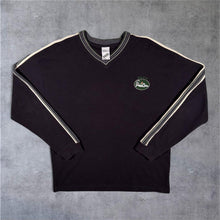 Load image into Gallery viewer, Vintage Warner Bros. Looney Tunes (1998) Bugs Bunny Embroidered Black V-Neck Sweatshirt
