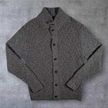 Load image into Gallery viewer, M&amp;S Heritage Knitwear Lamsbwool Blend Chunky Cable Knit Cardigan Grey Large
