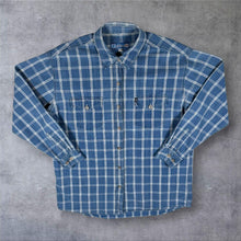 Load image into Gallery viewer, Vintage Falmer Jeanswear Shirt Blue Check Y2K Denim Look Workwear Long Sleeve
