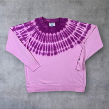 Load image into Gallery viewer, Champion Classic Embroidered Mini Logo Purple Tie Dye Crewneck Sweatshirt
