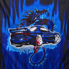 Load image into Gallery viewer, Early 00's Goth Y2K Tribal Dragon Car Graphic Black Short Sleeve Shirt
