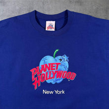 Load image into Gallery viewer, Vintage Planet Hollywood New York USA Tourist Graphic Blue Cotton T-Shirt
