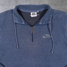 Load image into Gallery viewer, Weird Fish Embroidered Mini Logo Classic Blue Macaroni Knit 1/4 Zip Sweatshirt
