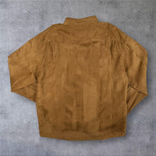 Load image into Gallery viewer, Early 00's Atlas For Men Cowboy Western Suede Effect Brown Tan Long Sleeve Shirt
