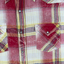 Load image into Gallery viewer, Chrome Mens LL Western Shirt Red Plaid Pearl Snap Cowboy Distressed Y2K
