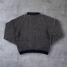 Load image into Gallery viewer, Vintage PFM Principles For Men Wool Jumper Mens M Navy Geometric Knit Made UK
