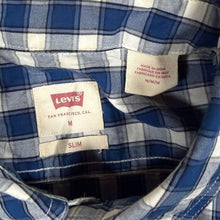 Load image into Gallery viewer, Levi's "Slim" Blue White Plaid Check Long Sleeve Shirt
