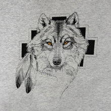 Load image into Gallery viewer, Vintage Gildan Wolf Feather Graphic T Shirt Grey Native Style Tee XL
