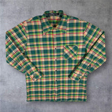 Load image into Gallery viewer, Vintage Mens Green Plaid Flannel Shirt Cotton Viscose 90s Grunge Outdoor Check M L
