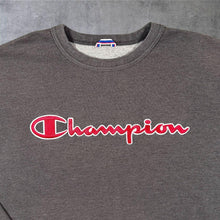 Load image into Gallery viewer, Champion Classic Embroidered Big Spellout Faded Grey Crewneck Sweatshirt
