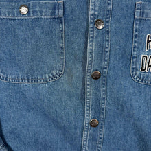 Load image into Gallery viewer, Vintage Harley Davidson MotorClothes Mens L Blue Denim Shirt Embroidered Biker
