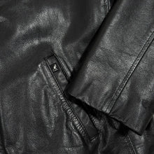 Load image into Gallery viewer, Kangol Genuine Leather Jacket Mens XL L Black Vintage Bomber Zip Up Coat
