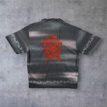 Load image into Gallery viewer, Early 00's 32DC Goth Y2K Dragon Graphic Grey Mix Short Sleeve Shirt
