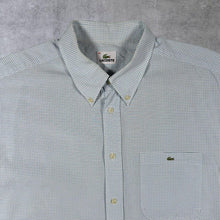 Load image into Gallery viewer, Vintage Lacoste Blue White Grid Check Short Sleeve Cotton Button-Down Shirt
