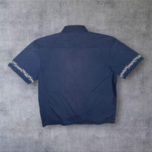 Load image into Gallery viewer, Early 00's Authentic Style Tribal Embroidered Y2K Navy Blue Polyester Cotton Shirt
