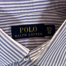Load image into Gallery viewer, Polo Ralph Lauren Mens 16.5 42 L Purple Stripe Cotton Button Shirt
