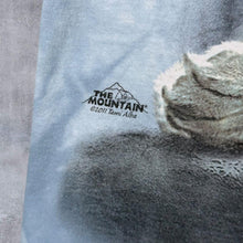 Load image into Gallery viewer, Jerzees (2011) White Tiger Animal Wildlife Graphic Blue Tie Dye T-Shirt
