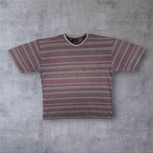 Load image into Gallery viewer, Vintage NEXT T Shirt Mens Large Burgundy Green Striped Retro Cotton Tee L

