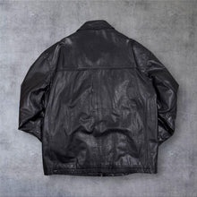 Load image into Gallery viewer, Kangol Genuine Leather Jacket Mens XL L Black Vintage Bomber Zip Up Coat
