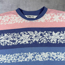 Load image into Gallery viewer, Vintage BHS Hawaiian Floral Pattern Pink Blue White Colour Block T-Shirt

