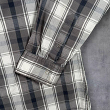 Load image into Gallery viewer, American Rag Mens L Western Shirt Grey Plaid Pearl Snap Cowboy 100% Cotton
