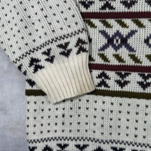 Load image into Gallery viewer, Vintage Stanford Fair Isle Jumper M Nordic V Neck Made in England 80s 90s
