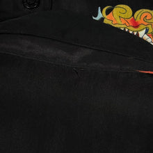 Load image into Gallery viewer, Early 00's Goth Y2K Flaming Dragon Black Silk Polyester Short Sleeve Shirt
