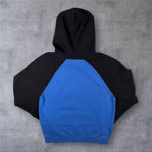 Load image into Gallery viewer, NFL Team Apparel Detroit Lions Football Logo Graphic Black Blue Raglan Hoodie
