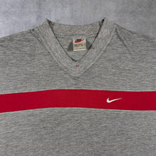 Load image into Gallery viewer, Vintage 90's Nike Embroidered Mini Logo Grey Red V-Neck Cotton T-Shirt

