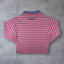 Load image into Gallery viewer, Vintage Deal Washed Red Blue Striped Cotton 1/4 Zip Pullover Sweatshirt
