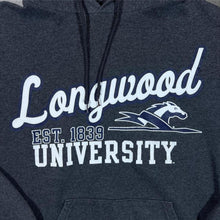 Load image into Gallery viewer, Champion Longwood University College Spellout Graphic Grey Pullover Hoodie
