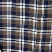 Load image into Gallery viewer, Vintage Worker Brown Black White Check Cotton Long Sleeve Button-Up Flannel Shirt
