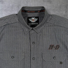 Load image into Gallery viewer, Harley Davidson Genuine MotorClothes Shirt Large Grey Stripe H-D Biker Y2K

