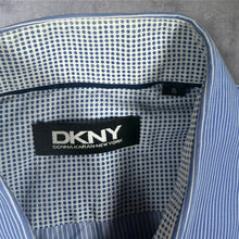 Load image into Gallery viewer, DKNY Mens Blue White Pinstripe Formal Shirt 15 Collar Business Long Sleeve
