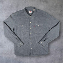Load image into Gallery viewer, Levi's Classic Grey White Micro Striped Long Sleeve Cotton Shirt
