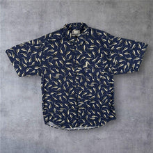 Load image into Gallery viewer, Vintage Columbia Mens Large Marlin Sailfish Fishing Shirt Navy All Over Print
