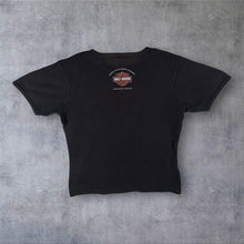 Load image into Gallery viewer, Y2K Harley Davidson Thames Valley Fitted Tee L Black Tribal Flame Biker T Shirt
