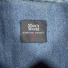 Load image into Gallery viewer, Vintage Man's World Cowboy Western Faux Suede Panel Blue Denim Short Sleeve Popper Shirt
