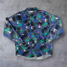 Load image into Gallery viewer, Vintage 90s Wrangler Cowboy Cut Shirt 17 35 L XL Longhorn Skull Aztec Pearl Snap
