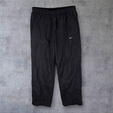 Load image into Gallery viewer, Nike Mini Swoosh Logo Black Gorpcore Straight Cuff Baggy Tracksuit Pants Bottoms
