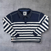 Load image into Gallery viewer, Lazy Jacks Nautical Blue White Striped Cotton 1/4 Zip Sweatshirt
