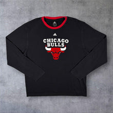 Load image into Gallery viewer, Adidas NBA Chicago Bulls Basketball Logo Graphic Black Long Sleeve T-Shirt

