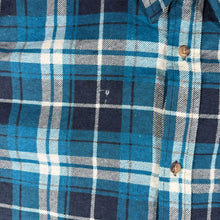Load image into Gallery viewer, Quattro Amici Mens M Blue Plaid Check Flannel Shirt Tartan Lumberjack Grunge Longline
