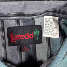 Load image into Gallery viewer, Vintage Laredo Western Cowboy Blue Grey Striped Long Sleeve Popper Shirt

